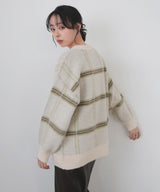 【11月上旬予約商品】シャギーチェッククルーネックニット