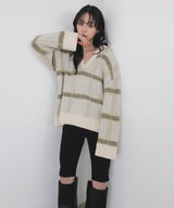 【11月上旬予約商品】シャギーチェックキーネックニット
