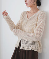 Vネックメッシュカーディガン