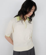 レイヤードカラーポロニット