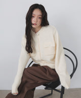メランジモヘアクルミボタンカーディガン