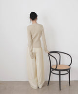 バイカラーリブニットカーデ