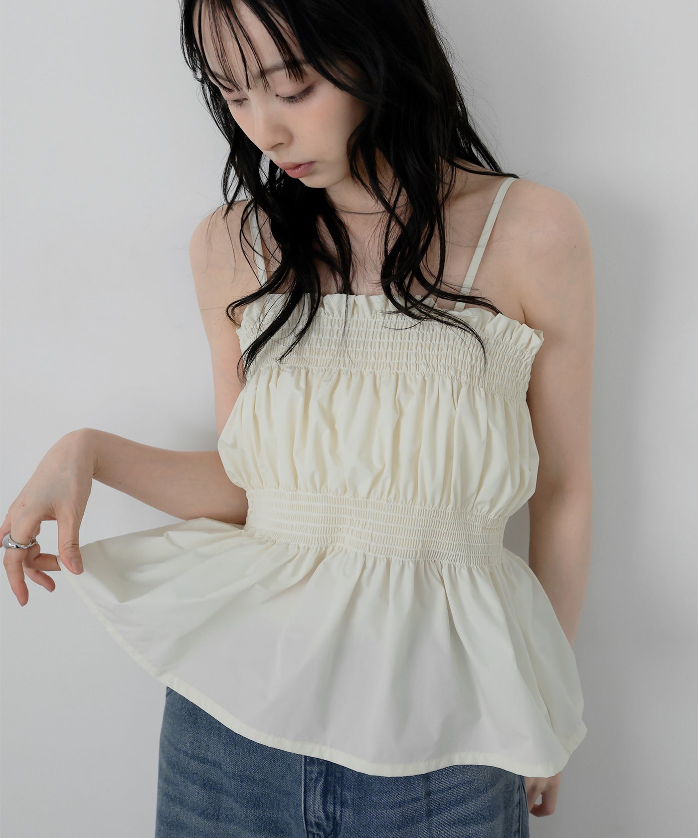 撥水加工/セットアップ対応】シャーリングギャザーキャミソール – LIAN