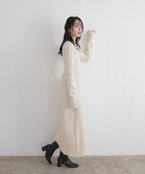 リブフレアニットワンピース