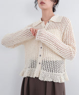 フリルメッシュポロカーデ