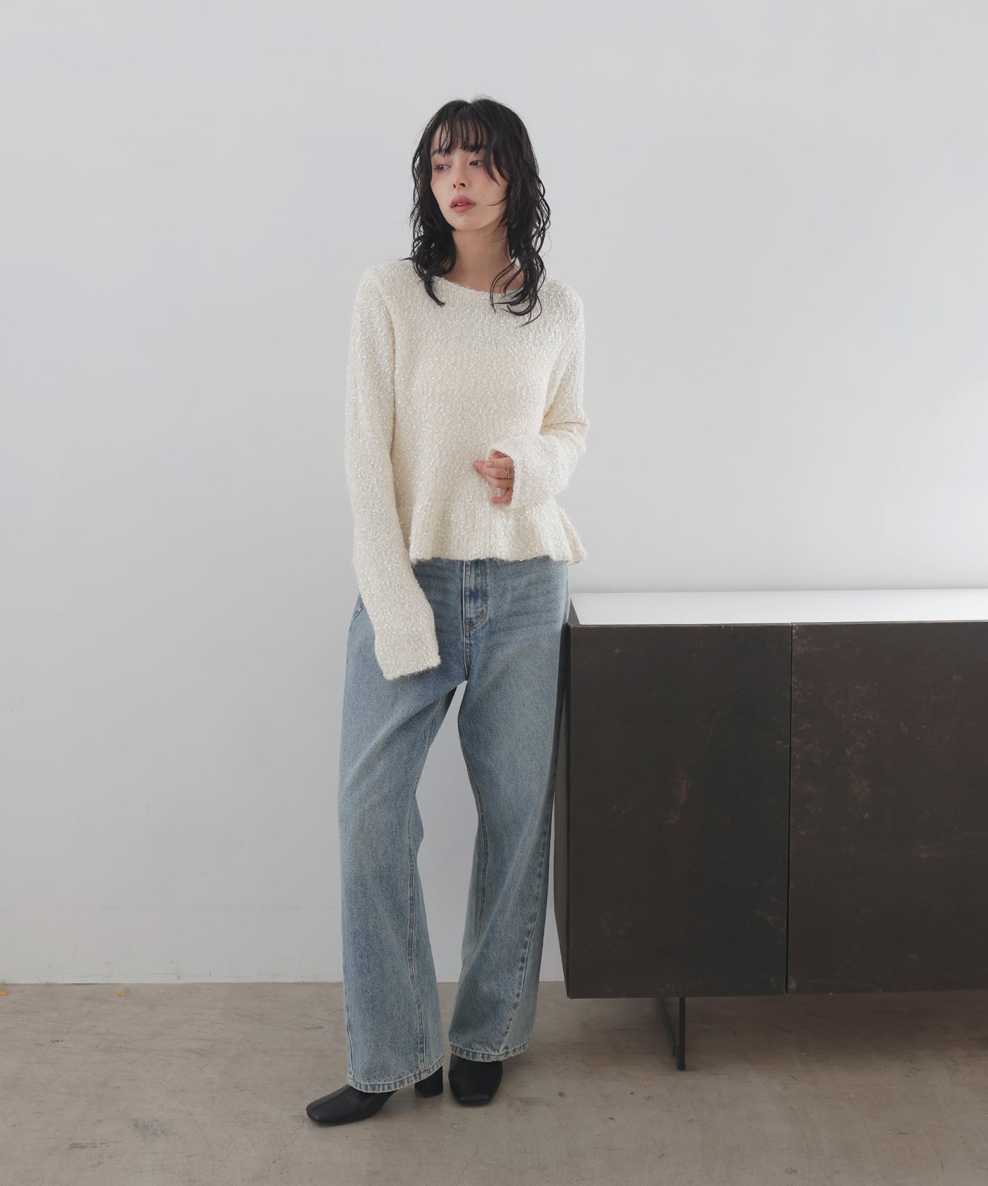 テープヤーンペプラムニットプルオーバー – LIAN