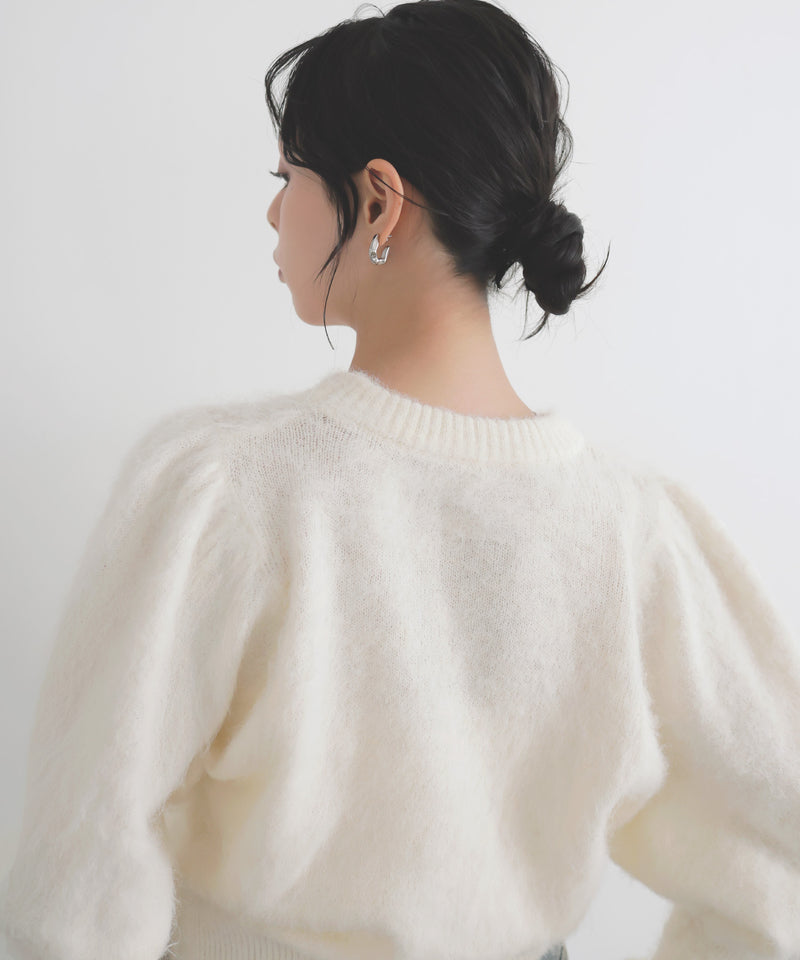 モヘアパフスリーブニット