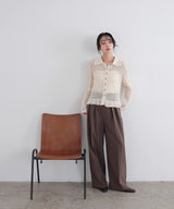 フリルメッシュポロカーデ