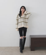【11月上旬予約商品】シャギーチェックキーネックニット