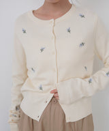 フラワー刺繍ニットカーディガン