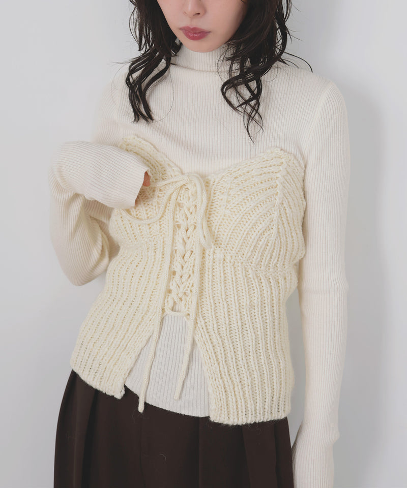 レースアップニットビスチェ