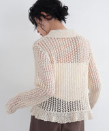 フリルメッシュポロカーデ