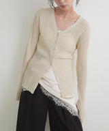 Vネックランダムリブニットカーディガン