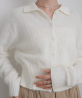 シャギーポロニットカーディガン