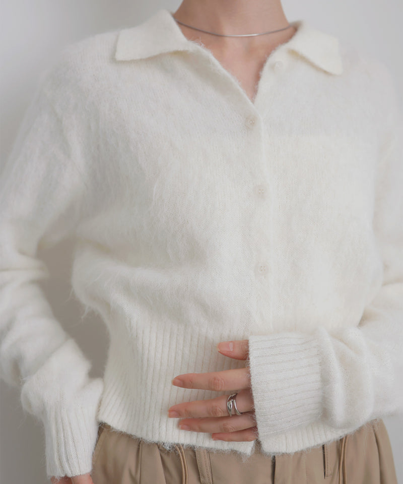 シャギーポロニットカーディガン