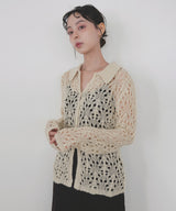 クロシェポロニットカーディガン