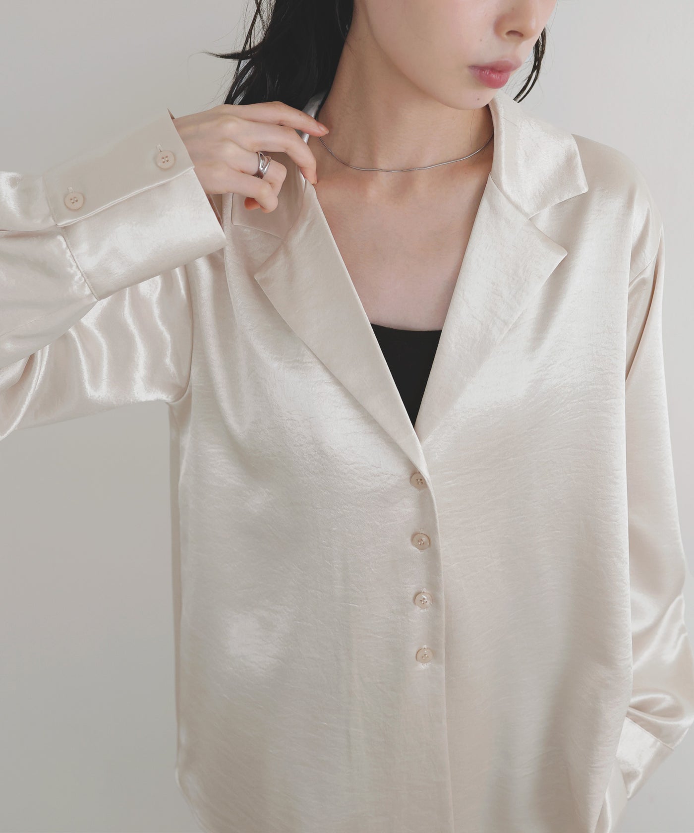 新品　TAILORED SATIN SHIRT サテン テーラードシャツ サテンテーラードシャツ – LIAN