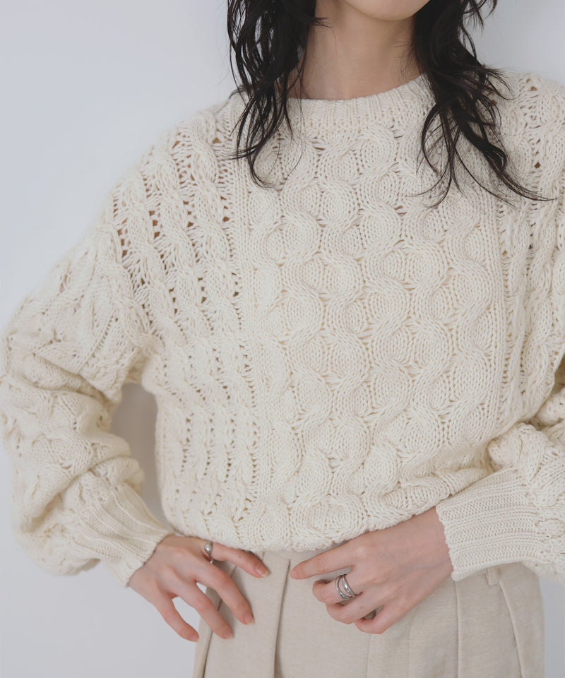 【11月中旬予約商品】バルキータッチケーブルニット