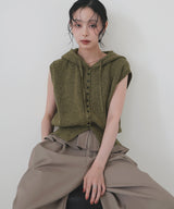 【9月上旬予約商品】ミックスヤーンフードニットベスト