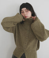 ボタンデザイン2WAYネックニット