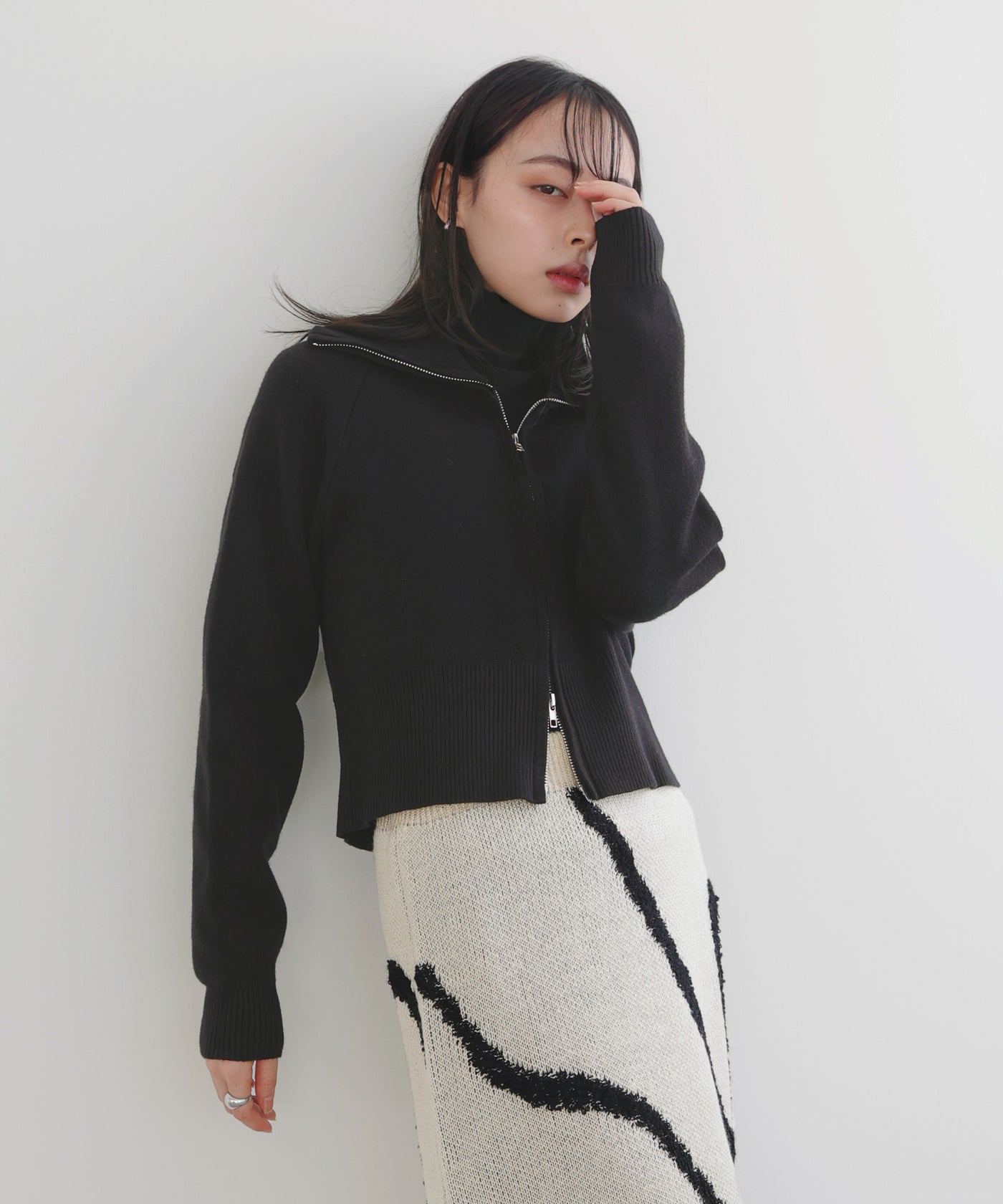 スタンドネックWZIPニットプルオーバー – LIAN