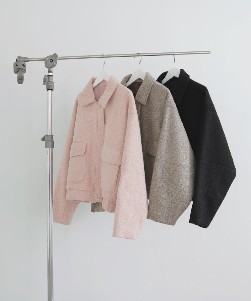 【10月下旬予約商品】　【ayu×LIAN】ステンカラーカールシャギーブルゾン