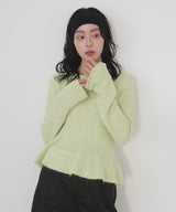 テープヤーンペプラムニットプルオーバー