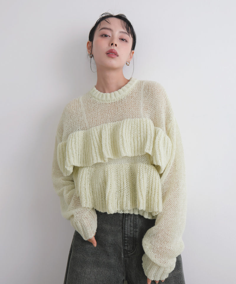 【12月下旬予約商品】シアーフリルニットプルオーバー