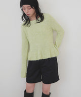 テープヤーンペプラムニットプルオーバー