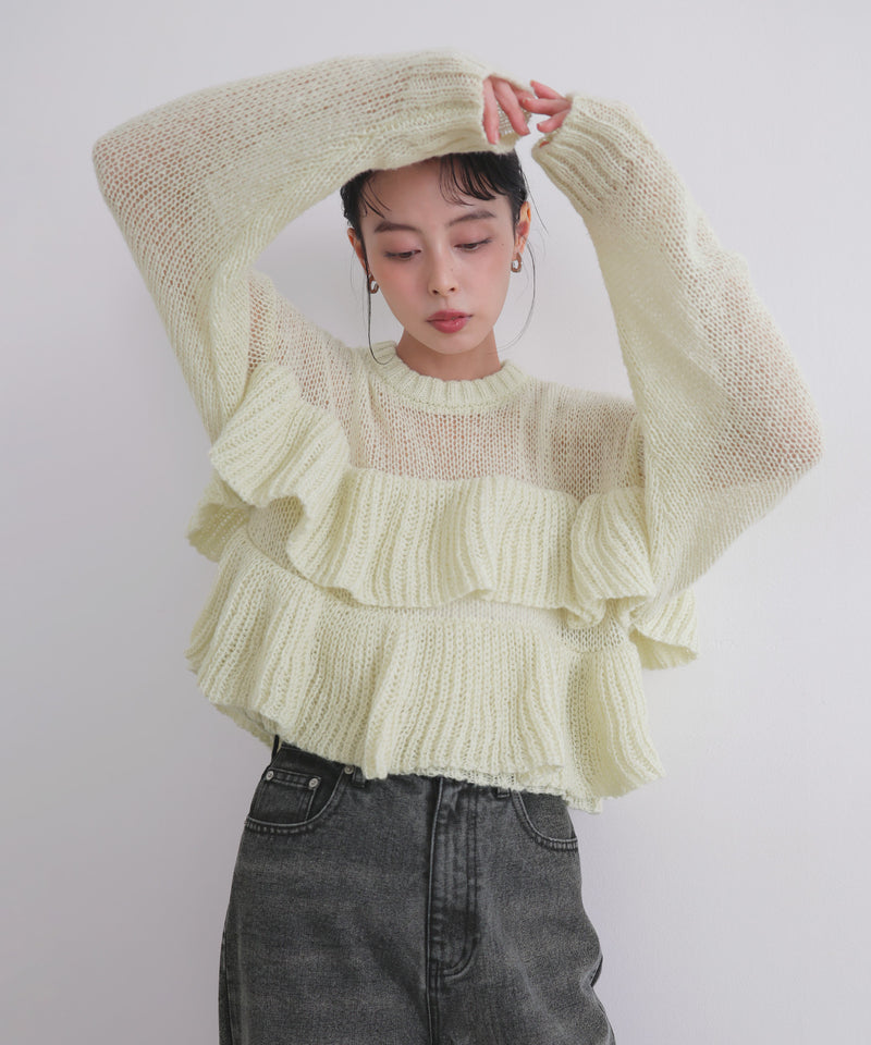 【12月下旬予約商品】シアーフリルニットプルオーバー