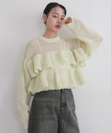 【12月下旬予約商品】シアーフリルニットプルオーバー