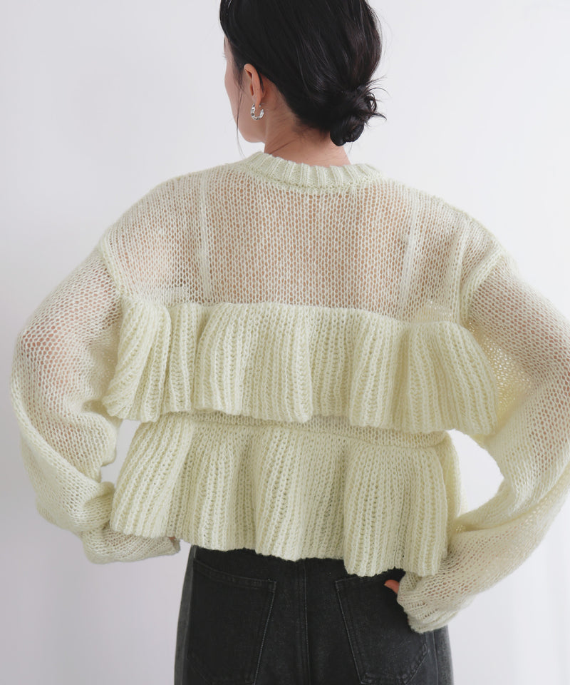 【12月下旬予約商品】シアーフリルニットプルオーバー