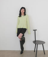 テープヤーンペプラムニットプルオーバー