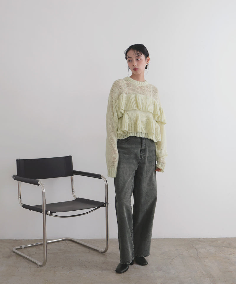 【12月下旬予約商品】シアーフリルニットプルオーバー