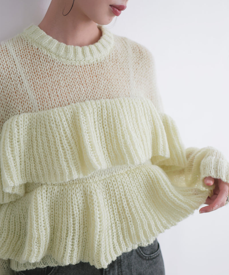 【12月下旬予約商品】シアーフリルニットプルオーバー