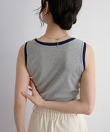 ヘンリーネックカップ付きレイヤードタンク