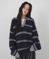 【10月中旬予約商品】アルパカタッチボーダーポロニット