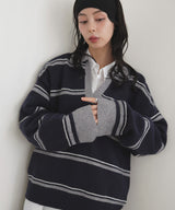 【10月中旬予約商品】アルパカタッチボーダーポロニット