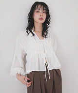 【一部予約商品】【mayu × LIAN】ダブルリボンシャーリングブラウス