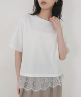 【UVカット＆接触冷感】レースレイヤードTシャツ