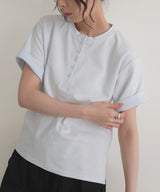 バイカラーヘンリーネックＴシャツ