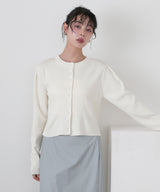 クリアボタンニットカーディガン