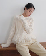 フリンジペプラムニット