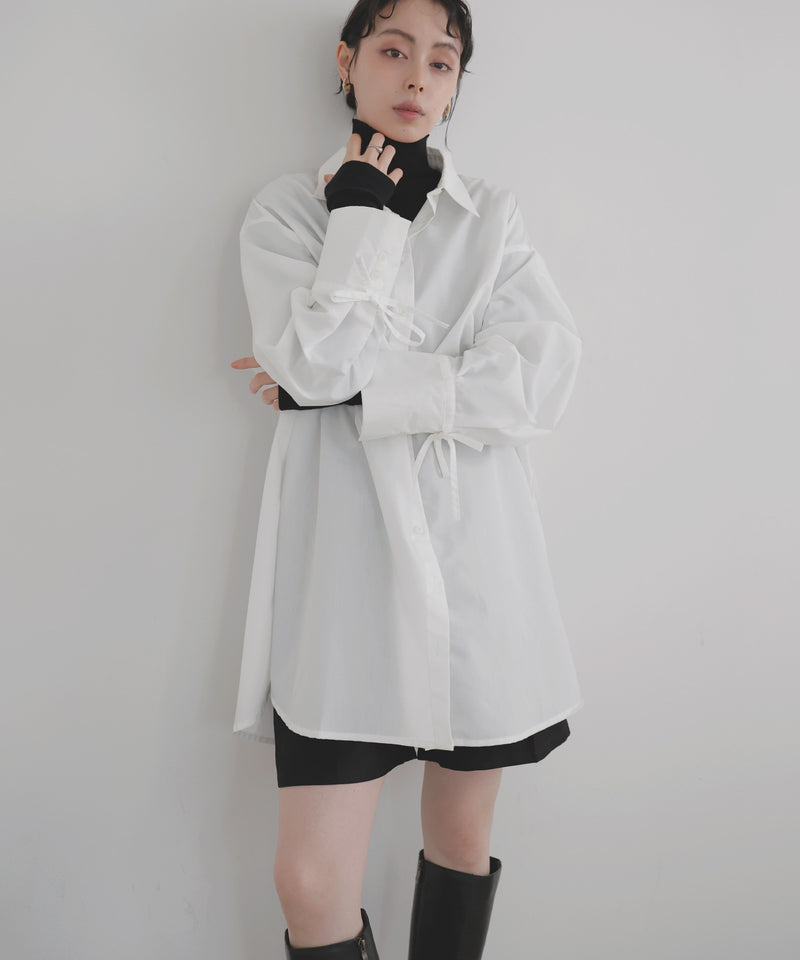 袖リボンチュニックシャツ