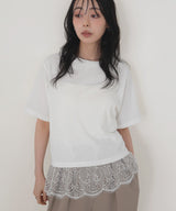 【UVカット＆接触冷感】レースレイヤードTシャツ