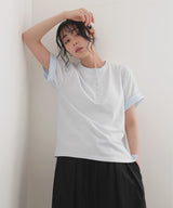バイカラーヘンリーネックＴシャツ