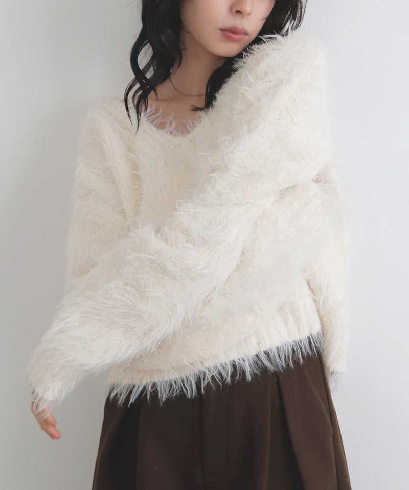 フェザーVネックニットプルオーバー