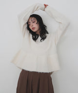 モヘアペプラムクルーネックプルオーバー