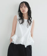 【7月下旬予約商品】2wayフリルヘムノースリブラウス
