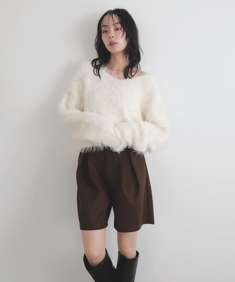 フェザーVネックニットプルオーバー